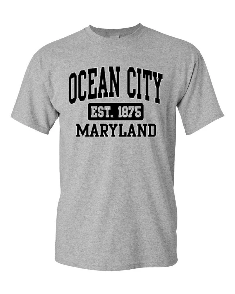 OCEAN CITY MARYLAND EST. 1875 BLACK LETTERING T-SHIRT — T-Shirt